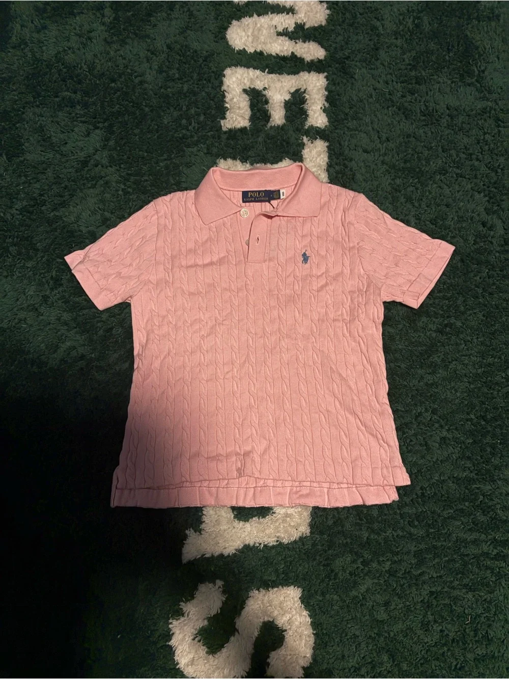 Polo by Ralph Lauren Pink Cable-Knit Polo